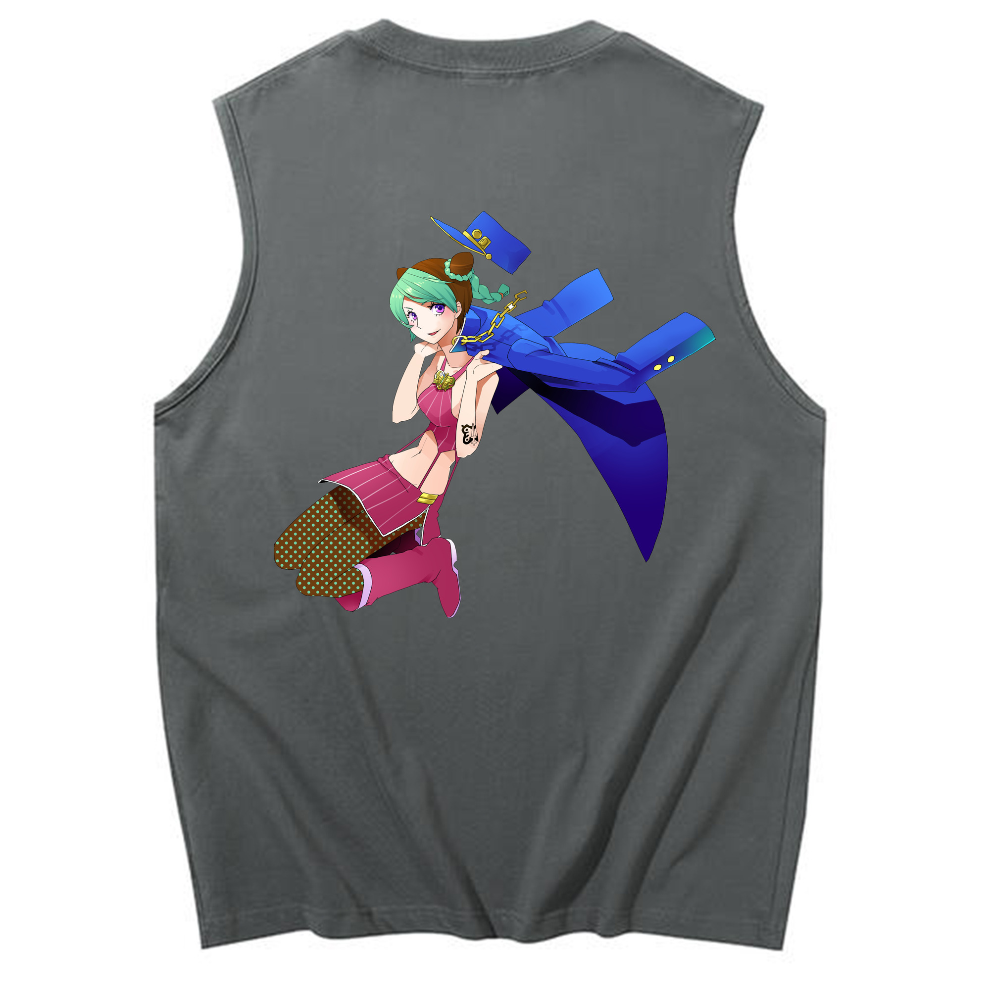 （画像用） "ジョジョの奇妙な冒険 くうじょう ジョリーン JoJo's Bizarre Adventure Jolyne Cujoh " コットン100％タンクトップ（背面プリント）